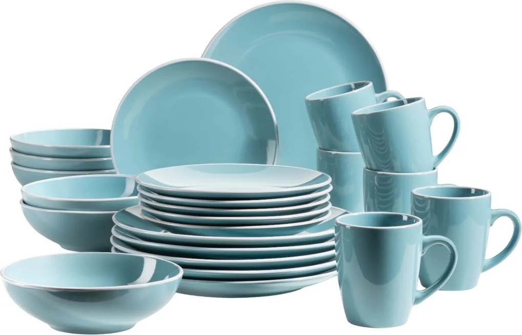 Mäser Zestaw naczyń stołowych 24 szt. ELISSA – turkusowy połysk