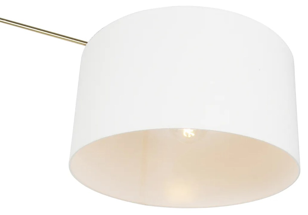 Nowoczesna lampa stojąca złota z abażurem białym 50 cm regulowana - EditorDesignerski Oswietlenie wewnetrzne