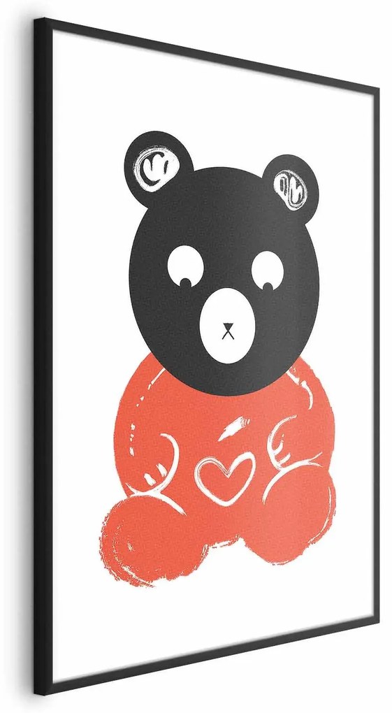 Plakat Zamyślony miś 21x30 cm z ramą czarną z marginesem ARTGEIST B