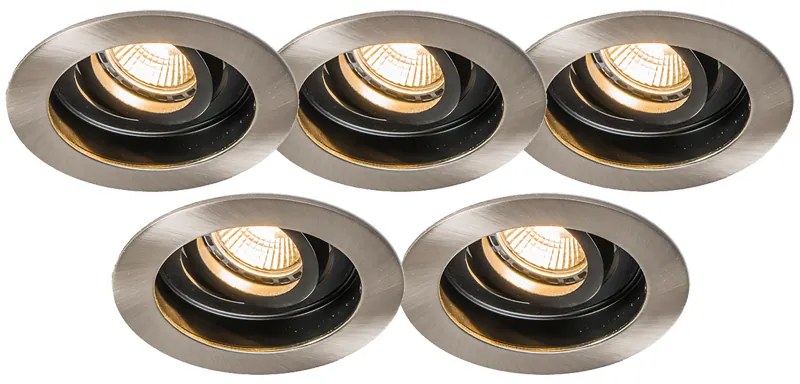 Wpuszczany reflektor Rondoo stalowy zestaw 5 sztuk