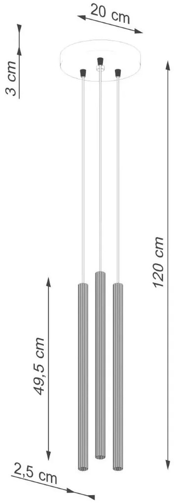 Biała potrójna ryflowana lampa wisząca sople - 7X A613 T1-S23
