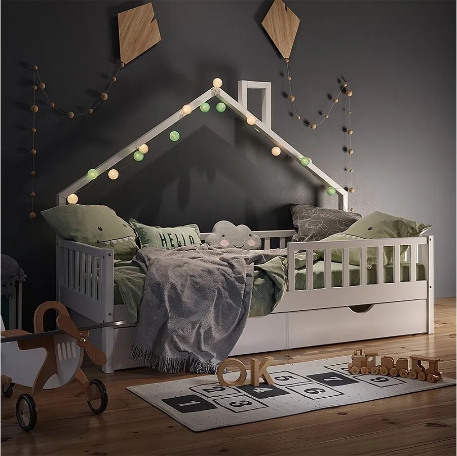 Łóżko domowe biały 208x93x155 noemi