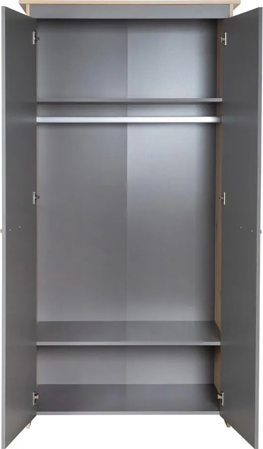 Antracytowo-naturalna szafa dziecięca w dekorze dębu 50x190x96 cm Anna – Roba