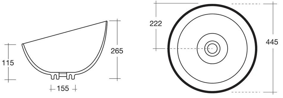 Biała ceramiczna okrągła umywalka ø 44,5 cm Dome Obliquo – Sapho