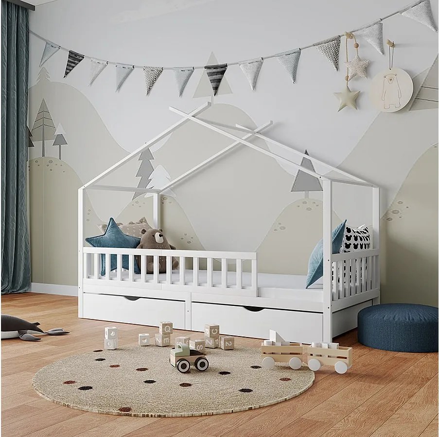 Łóżko domowe biały 206x96x155 franka