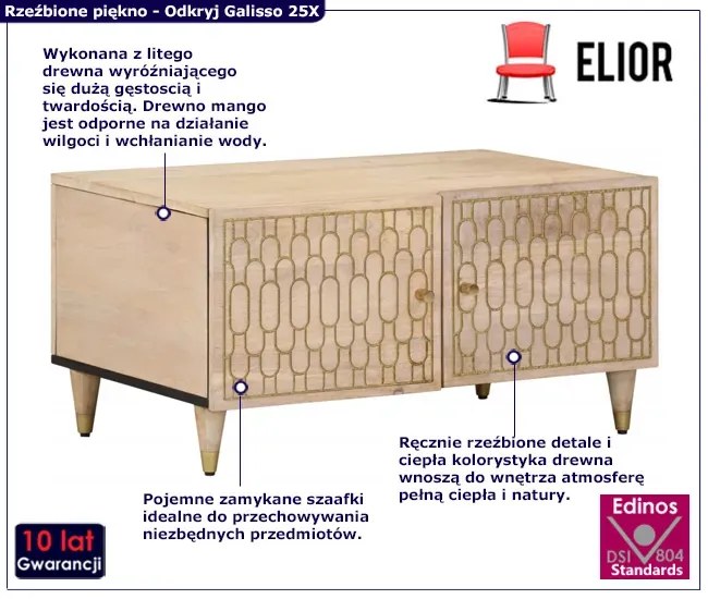 Drewniana duża ława z półkami D0-M05