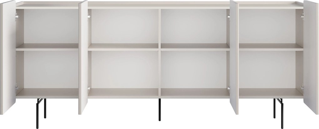 Komoda Malmi 200 cm czterodrzwiowa - kaszmir / czarne nóżki