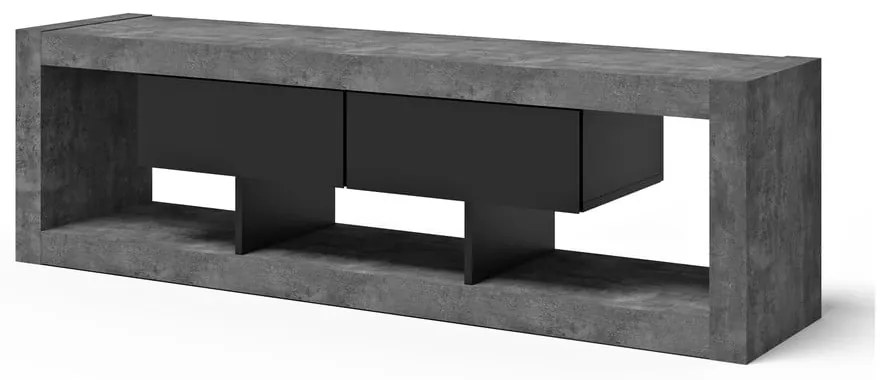 Czarno-szara szafka pod TV w dekorze betonu 175x52 cm Nara – TemaHome