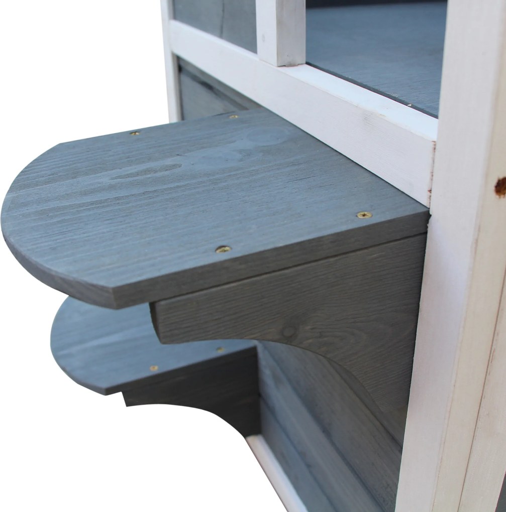 PawHut Elegancka Willa dla Kota z Drewna Sosnowego 2 Poziomy z Łatwym Dostępem i Oknami