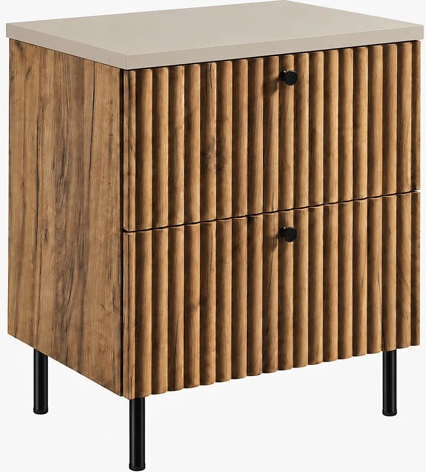 Szafka łazienkowa stojąca z blatem 60, dąb craft złoty + blat kaszmir, uchwyty w trzech kolorach, nogi czarne, 60 x 44,4 x 73,6 cm