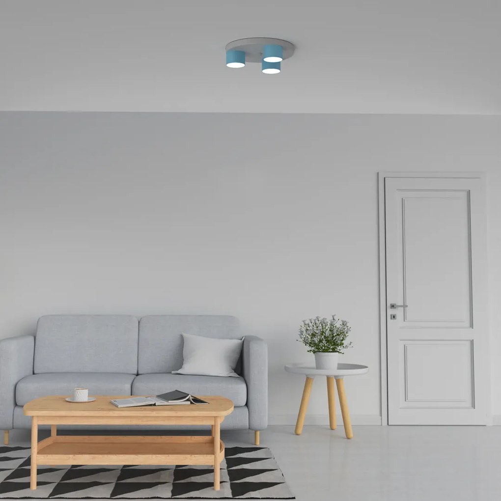 Lampa sufitowa DIXIE Blue/White 3xGX53, niebieska, na kole potrójna