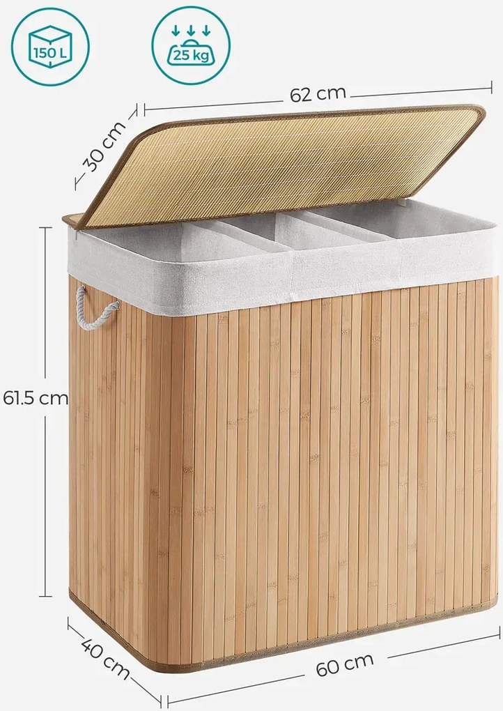 Bambusowy zamykany kosz na bieliznę H0-W87