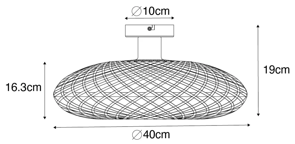 Inteligentna lampa sufitowa czarna bambusowa 40 cm z Wifi A60 - OstravaKolonialny Oswietlenie wewnetrzne