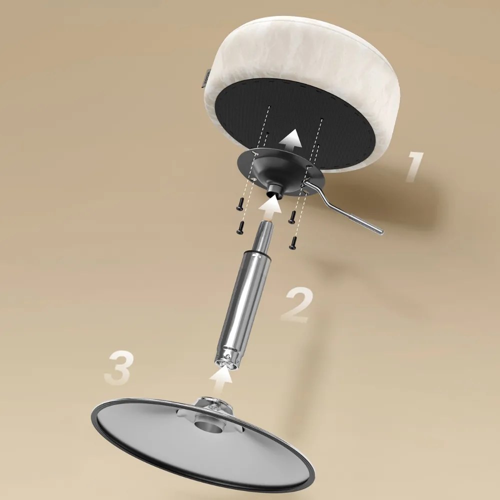 Regulowane krzesło do toaletki AURA, Ø35cm, kremowe Vasagle