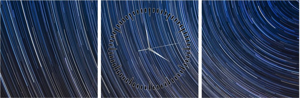Obraz nocnych gwiazd i nieba (z zegarem) (90x30 cm)