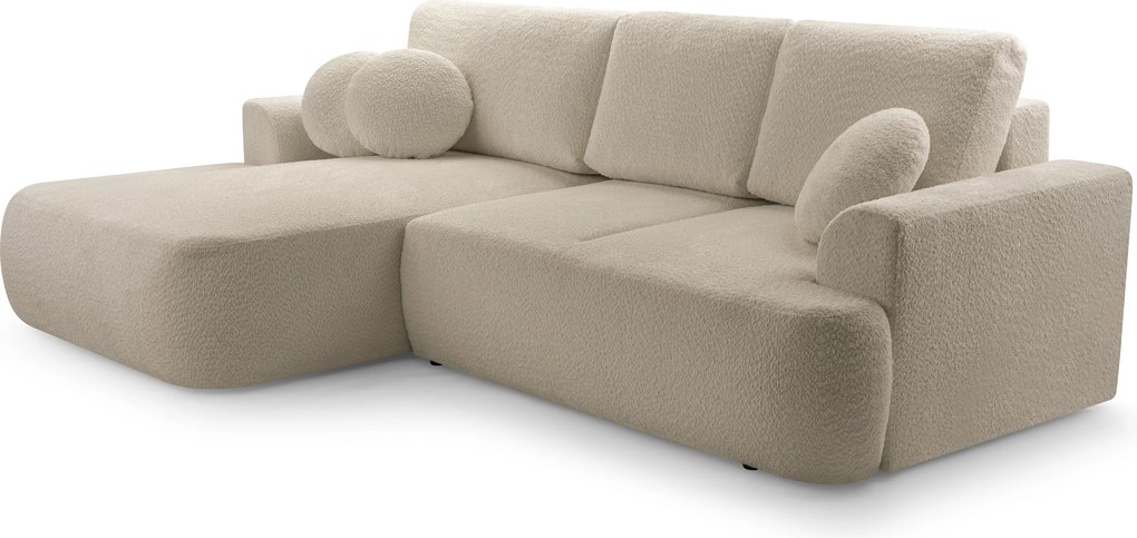 Masseno Narożnik FILO z funkcją spania i pojemnikiem na pościel Narozniki L, Rozkładana sofa - Beżowy, CORAL 50