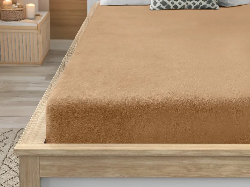 PrzytulneMieszkanie.pl Prześcieradło z mikropluszu SOFT 90x200 cm beżowe