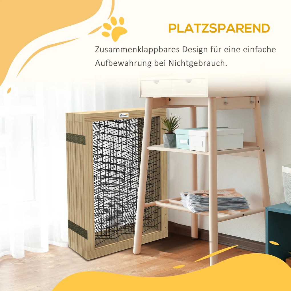 PawHut Brama dla psa, ochraniacz schodowy, panelowana, z drewna sosnowego, 375 cm x 44 cm x 70 cm, Naturalne