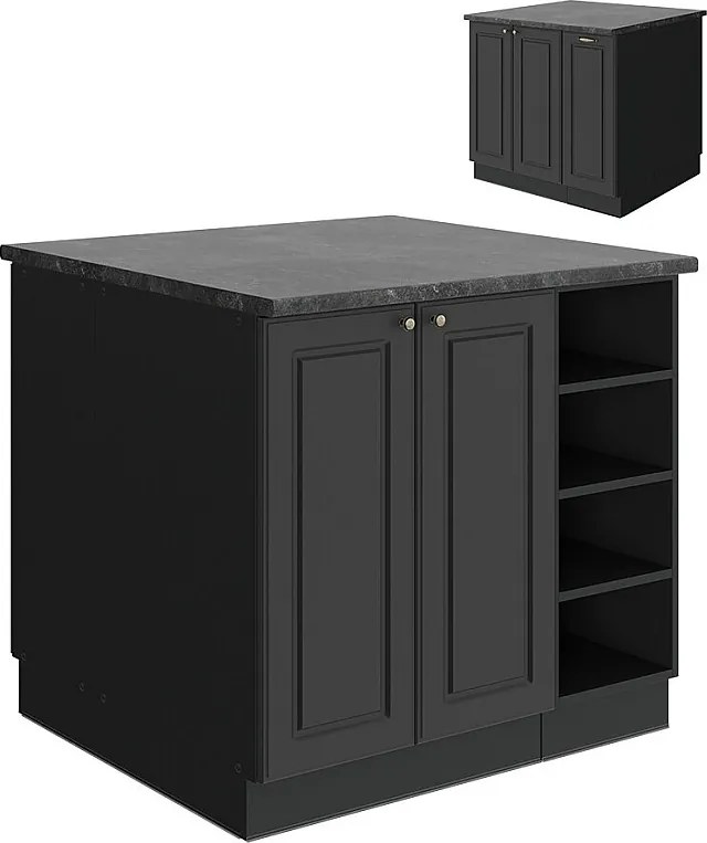 Wyspa kuchenna anthrazit-gold landhaus 90x60x82 fame-line