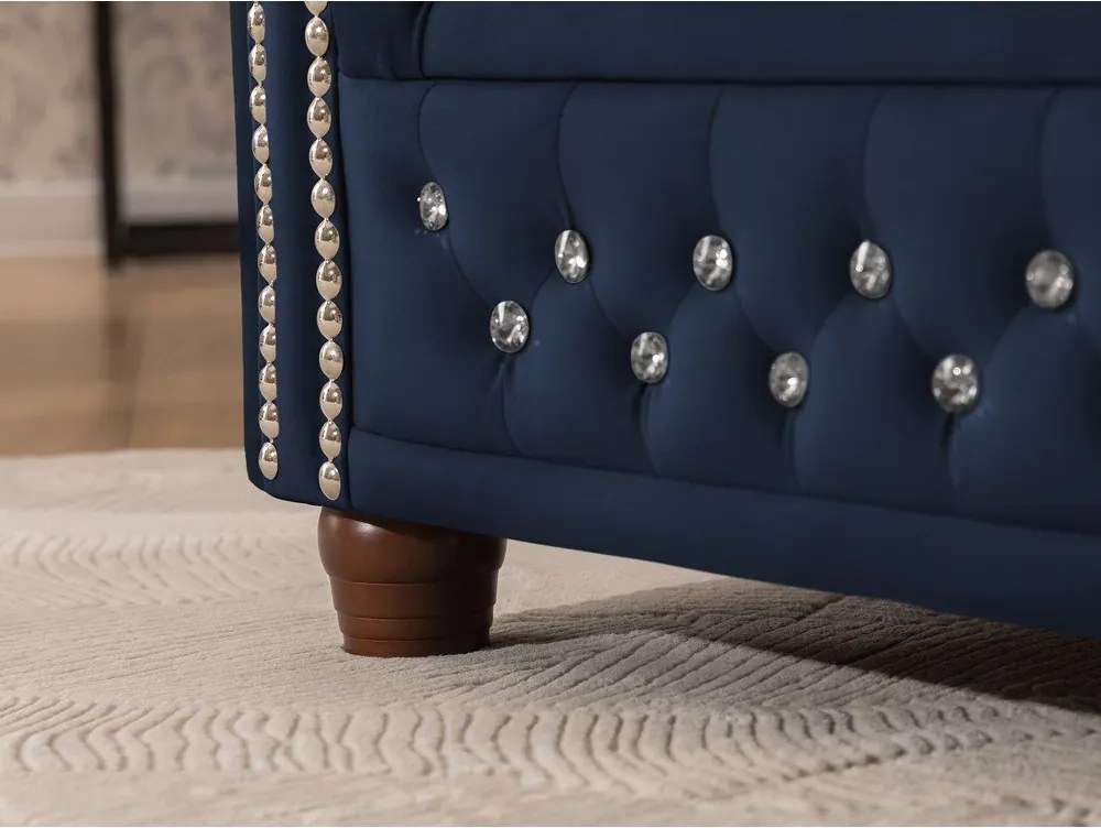 Niebieska aksamitna rozkładana sofa 203 cm York Blik – Ropez