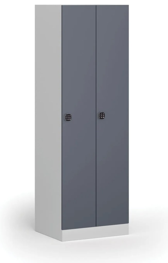 Metalowa szafka ubraniowa S1, 2-drzwiowa, 1850 x 600 x 500 mm, zamek kodowy, drzwi ciemnoszare