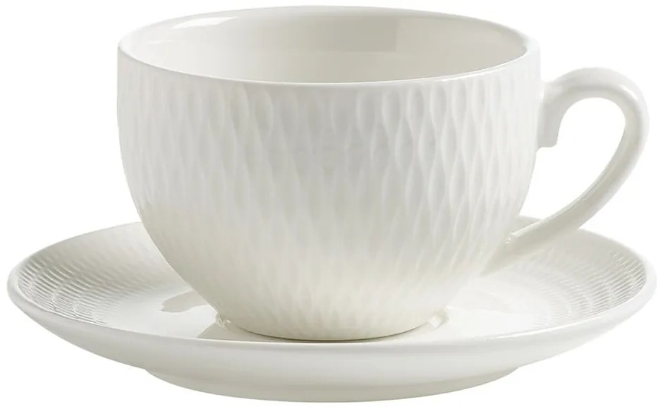 Biała porcelanowa filiżanka ze spodkiem Maxwell & Williams Diamonds, 100 ml