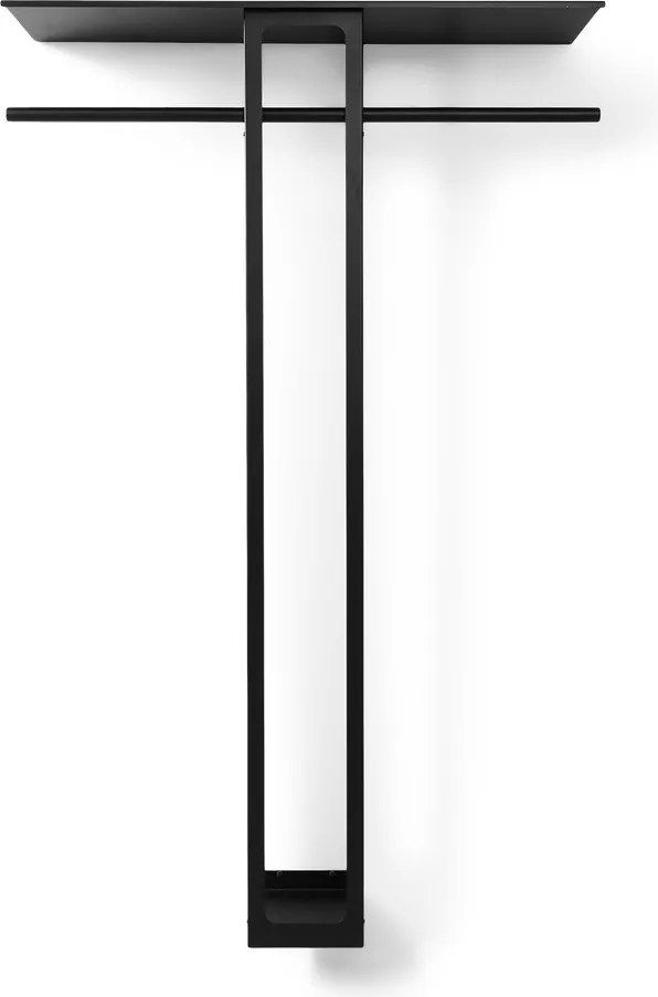 Czarny stalowy wieszak ścienny z półką 100 cm Luno Large – Spinder Design