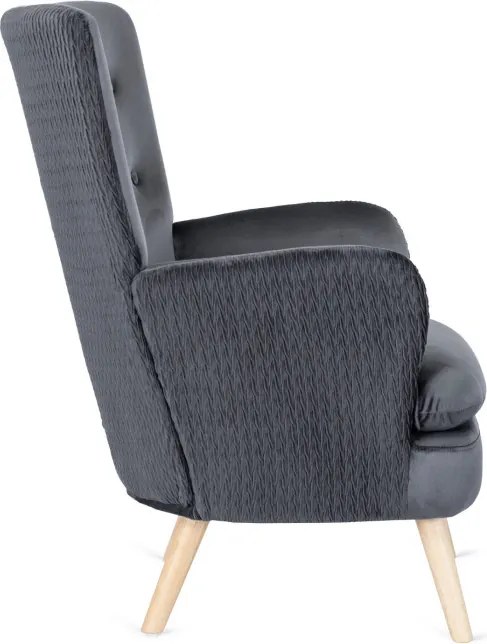 Fotel Uszak Wypoczynkowy SANTOS Szary Welurowy Nowoczesny Loft