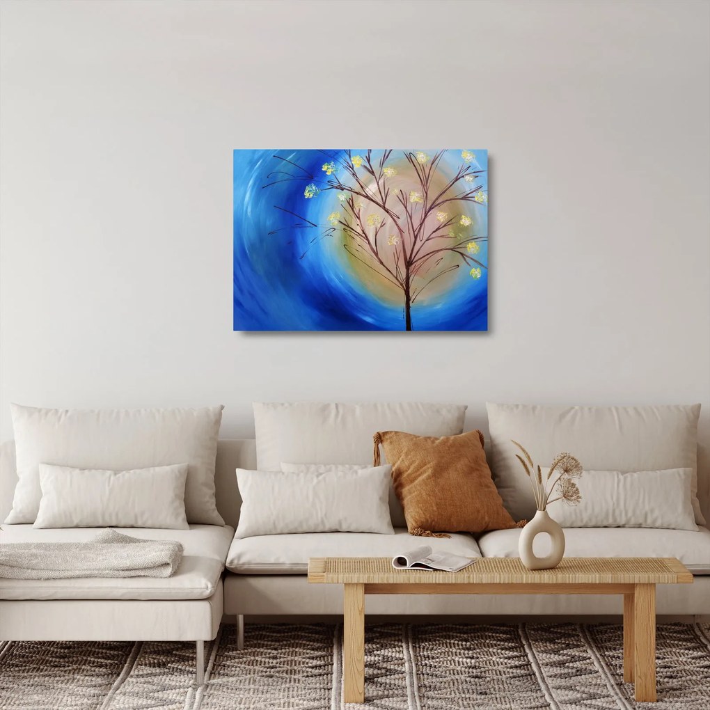 Obraz na szkle - Drzewo zakrywające słońce (70x50 cm)