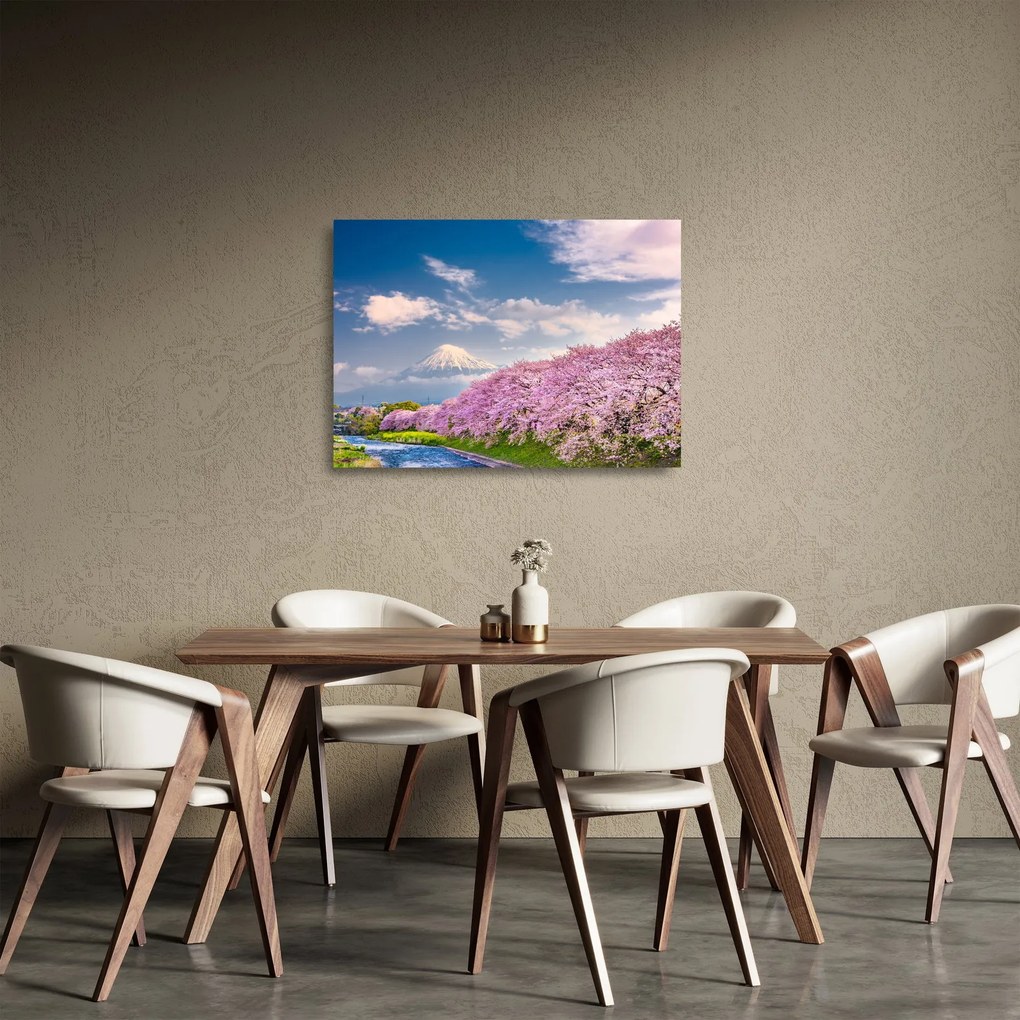 Obraz na szkle - Japoński wiosenny krajobraz (70x50 cm)