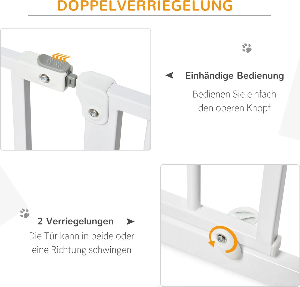 Drzwi zabezpieczające dla psów regulowana brama ochronna kratka biała 95x4x76cm | Aosom PL