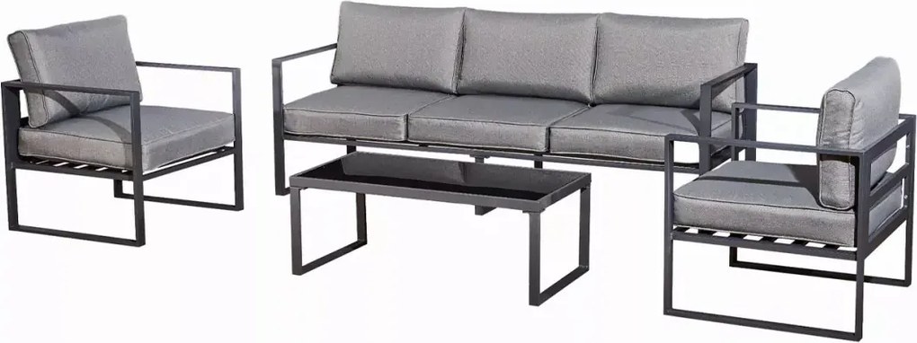 Elegancki zestaw mebli do ogrodu Marinel - sofa 3 osobowa + 2 fotele + stolik kawowy