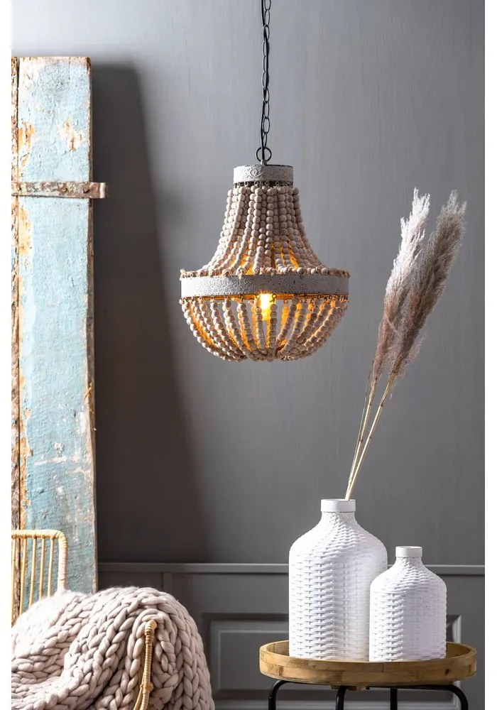 Biała lampa wisząca z metalowym kloszem ø 36 cm Luna – Light & Living