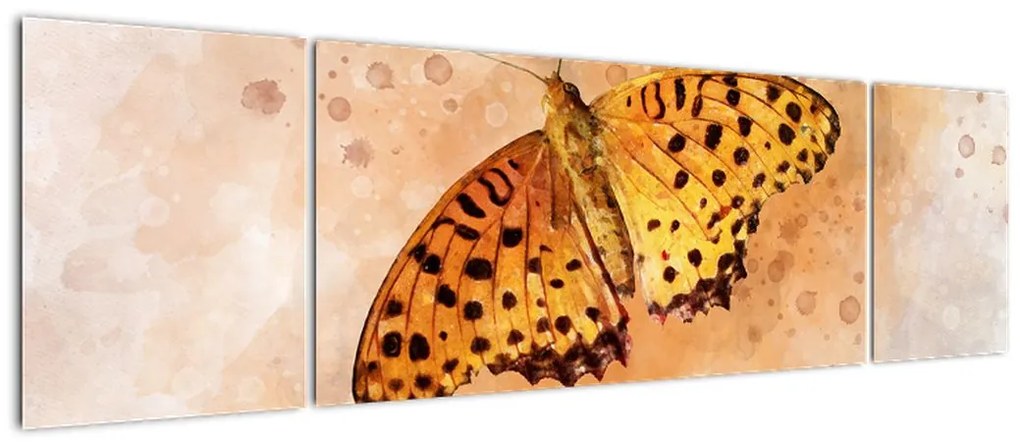 Obraz - Pomarańczowy motyl, akwarela (170x50 cm)
