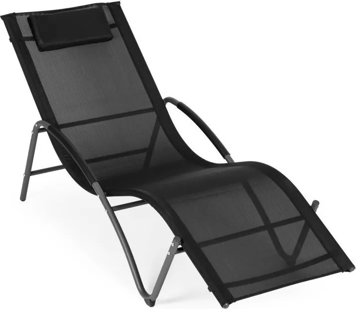 Leżak ogrodowy Sorella 033 - komfortowy, czarny leżak na taras, basen