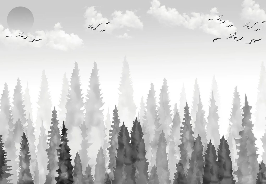 Fototapeta - Akwarelowy las (196x136 cm)