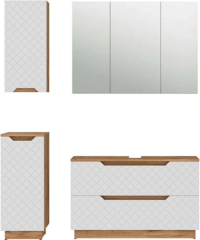 Zestaw mebli łazienkowych dąb/biały ze strukturą płytek 99.4x32x62.5 lotta