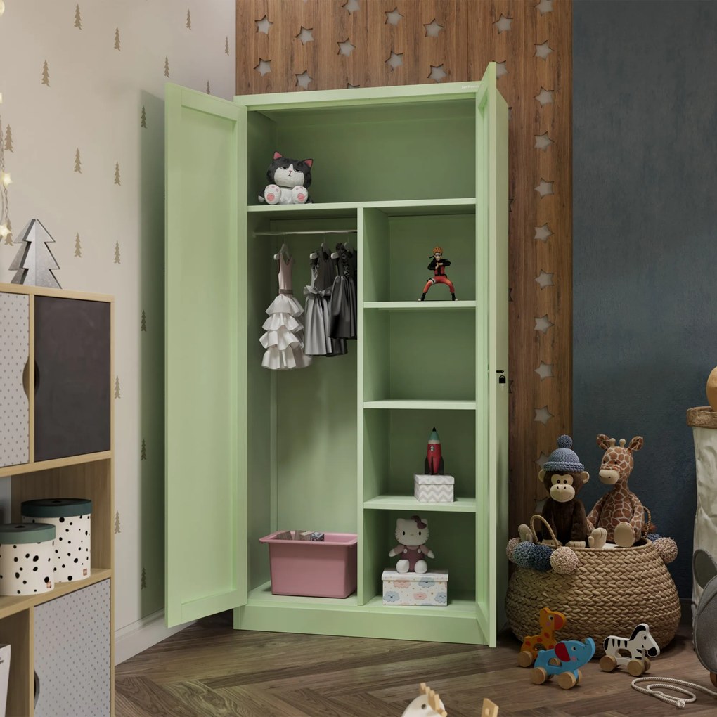 Szafa metalowa wielofunkcyjna: Fresh Style DAWID, 900 x 1850 x 450 mm, pastelowy zielony