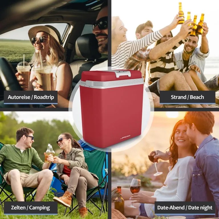 Chłodziarka elektryczna Jago 2 w 1, 20 l, czerwona