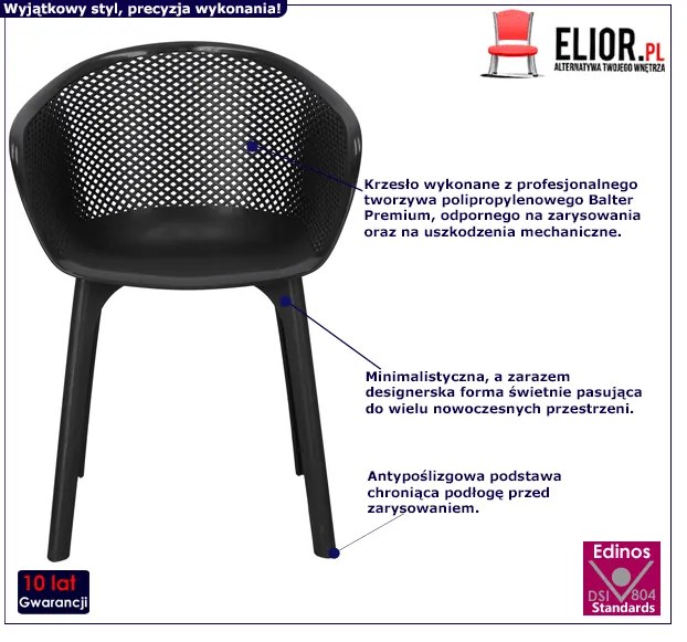 Czarne ażurowe krzesło balkonowe, tarasowe S6-M26