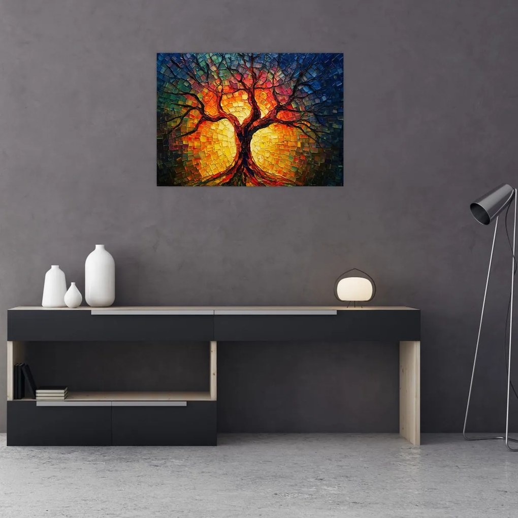 Obraz na szkle - Drzewo życia w mozaice (70x50 cm)