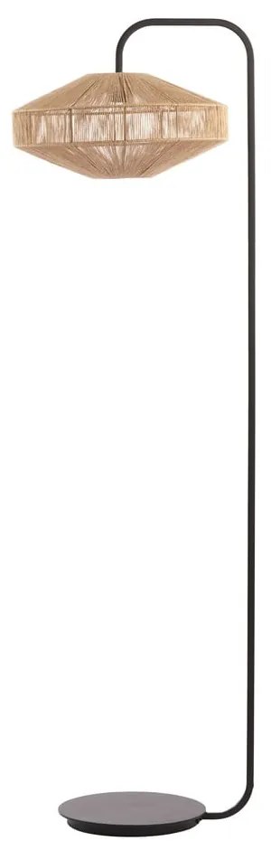Lampa stojąca w kolorze matowej czerni z tekstylnym kloszem (wysokość 164 cm) Lyra – Light & Living