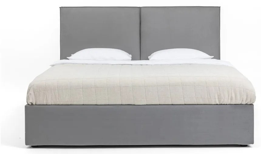 Szare tapicerowane łóżko dwuosobowe ze schowkiem z materacem i stelażem 180x200 cm Thessa Bold – Bonami Selection