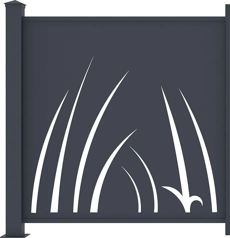 Ogrodzenie aluminiowe  z motywem roślinnym  wycinanym laserowo – zestaw rozszerzający – wys. 114 x szer. 110 cm – antracyt – BRAMENO