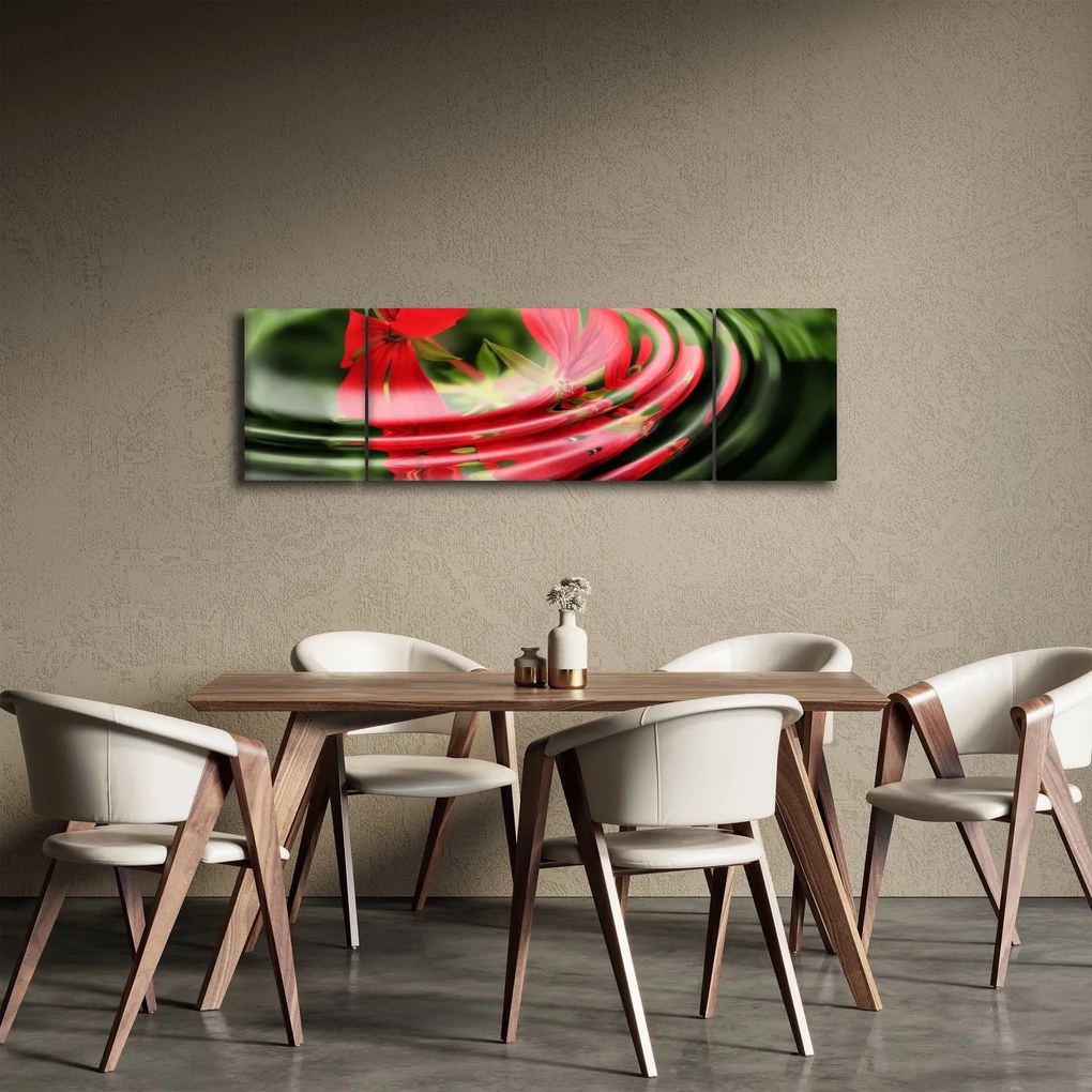Abstrakcyjny obraz - kwiaty w falach (170x50 cm)
