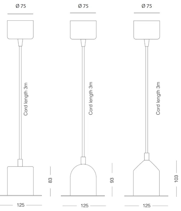 Zestaw 3 czarnych lamp wiszących EMKO Hat