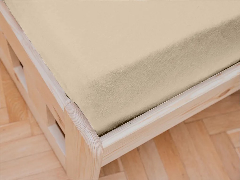 PrzytulneMieszkanie.pl Jersey prześcieradło do dziecięcego łóżeczka jasnobeżowe 70 x 140 cm