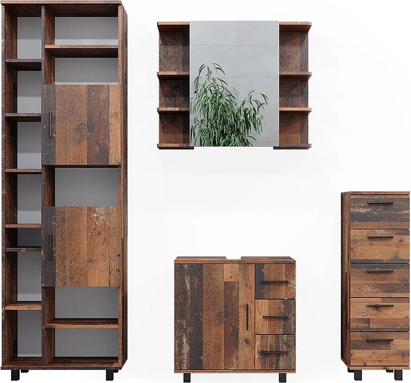 Zestaw mebli łazienkowych rustykalny dąb 60x33x60 ilias