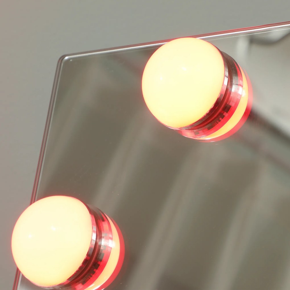 HOMCOM Lustro całopostaciowe 150x40 cm RGB-LED stojące z 21 żarówkami, 7 kolorów światła, przycisk dotykowy, funkcja pamięci | Aosom PL