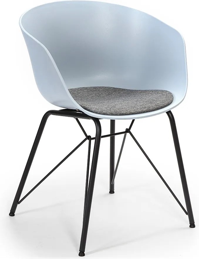 Fotel kolumnowy do jadalni Alba, kolor niebieski, tapicerowane siedzisko